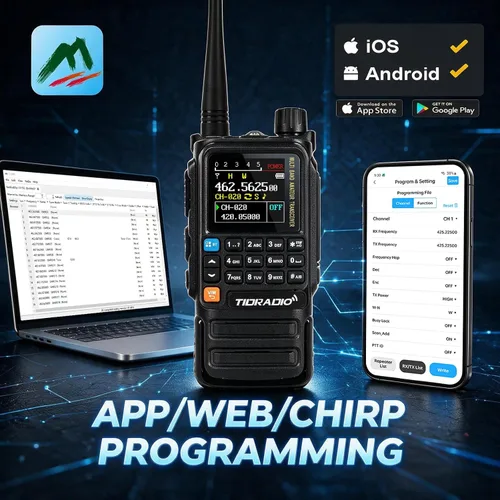 Vista 2 de TIDRADIO TD-H3 Plus GMRS - Radio de mano, programación de aplicaciones, walkie talkie de largo alcance con auricular, batería de 2500 mAh