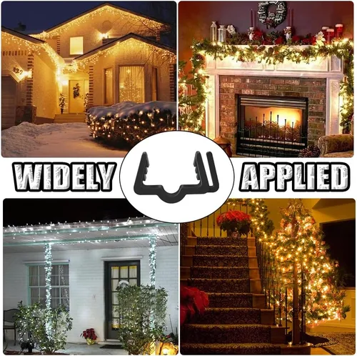 Vista 5 de FONUNO Clips para colgar luces navideñas de 7/8 pulgadas, ganchos para tablero de fascia, ganchos para decoración de Navidad, valla de canalón