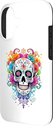 Vista 2 de Halloween Sugar Skull Flower Calavera Dia De Los Muertos Case for iPhone 17