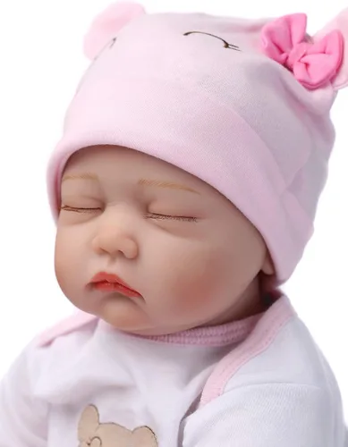 Vista 5 de Pinky - Muñeca de bebé recién nacida de 22 pulgadas y 21.7 in, de silicona suave, para dormir, de aspecto realista, regalo de cumpleaños y Navidad