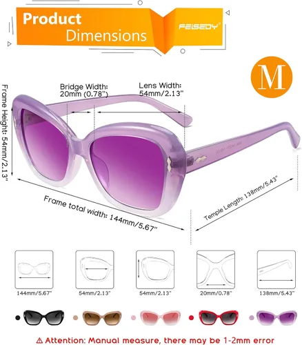 Vista 5 de FEISEDY Gafas de sol para mujer, Vintage Square Cat Eye Gafas de sol, protección UV lente gradiente B9121
