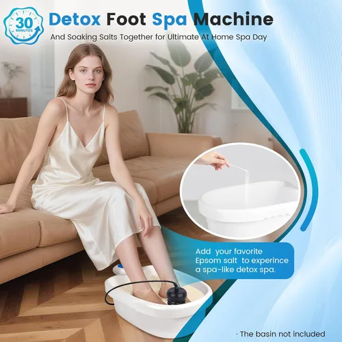 Vista 3 de Máquina de desintoxicación de baño de pies iónico, portátil de desintoxicación iónica para baño de pies, controlador de limpieza iónica para Azul