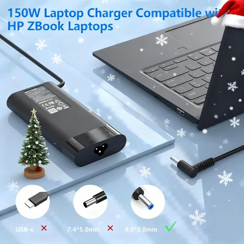 Vista 6 de Cargador para portátil de 150 W CA compatible con HP ZBook Studio 15 16 17 G5-G8, ZBook 15 16 17 G5-G9, OMEN 15 17 Fury 15 17 Pavilion Gaming 15 17