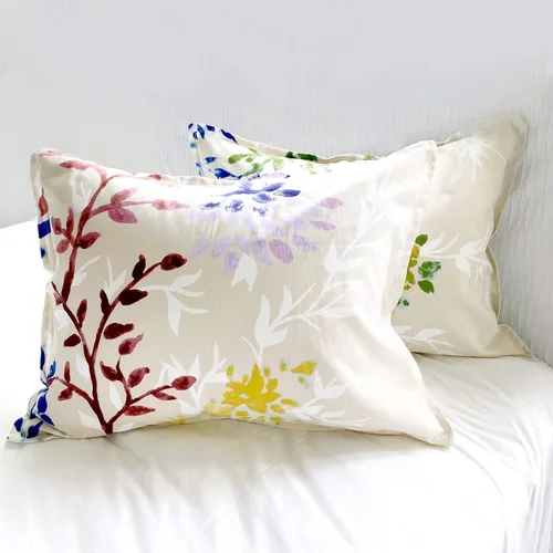 Vista 6 de Style Quarters Dahlia Lane - Juego de funda de edredón de 3 piezas, tallos florales multicolor con siluetas de hojas blancas, 100% algodón, lavable