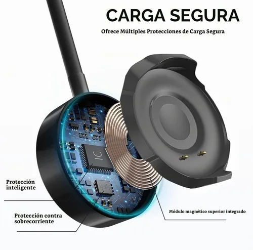 Vista 2 de Lamshaw Cargador de reloj inteligente HW22, 2 pines-0.157 in Cable de carga USB Cable de cargador de repuesto para HW22 2 Pack-negro+negro