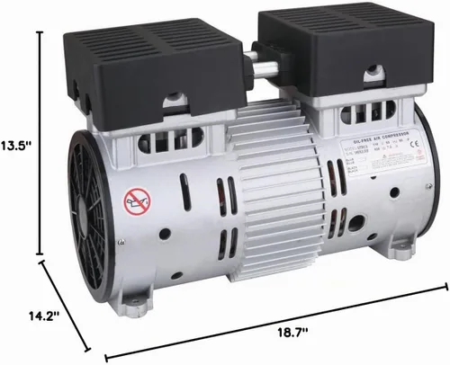 Vista 3 de California Air Tools SP-9413 1.0HP Motor de compresor de aire ultra silencioso y sin aceite