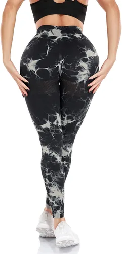 Vista 4 de SEASUM, Leggings de cintura alta con contorno de sonrisa, sin costuras, para entrenamiento, gimnasio, Yoga. Pantalones deportivos