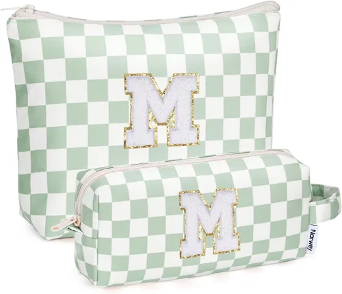 Vista 54 de Narwey Bolsa de maquillaje con inicial, regalos de graduación para adolescentes, niñas, niños y adolescentes, monograma personalizado, bonita bolsa