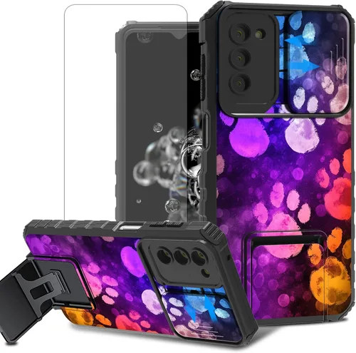 Vista 17 de Funda para teléfono Samsung Galaxy A15 5G con protector de pantalla con cubierta deslizante para cámara y soporte de doble capa híbrida resistente a