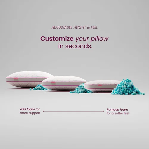 Vista 10 de IWS I WANNA SLEEP SnowTouch® Almohada ajustable, soporte para el cuello, almohadas de cama tamaño Queen para dormir, espuma viscoelástica de corte