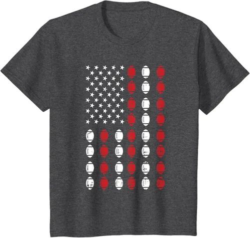 Vista 26 de Camiseta patriótica de jugador atleta del 4 de julio de fútbol americano, Negro