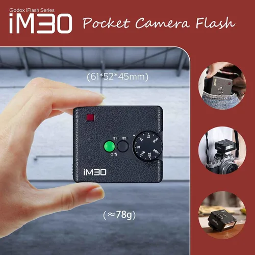Vista 13 de Godox iM30 Mini Flash para Canon/Sony/Fujifilm/Nikon/Panasonic/Olympus