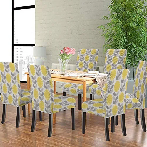 Vista 281 de CAPSCEOLL Christmas Dining Chair Covers,Snowflakes Festive Winter Pattern Stretch Chair Covers for Dining Room Set of 2 Washable Spandex Parson