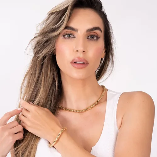 Vista 5 de Barzel Collar de palomitas de maíz chapado en oro de 18 quilates, hecho en Brasil