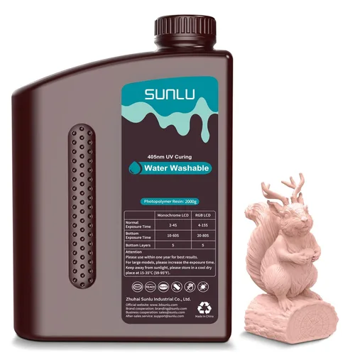 Vista 19 de SUNLU - Resina lavable al agua de 1000 g, resina de impresora 3D de curado rápido para impresoras 3D de resina LCD DLP SLA, resina de fotopolímero