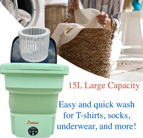 Vista 5 de Lavadora portátil mejorada, mini lavadora de 15 L, nuevo interruptor, lavadora plegable de ropa interior, ropa para bebés y ropa pequeña, adecuada