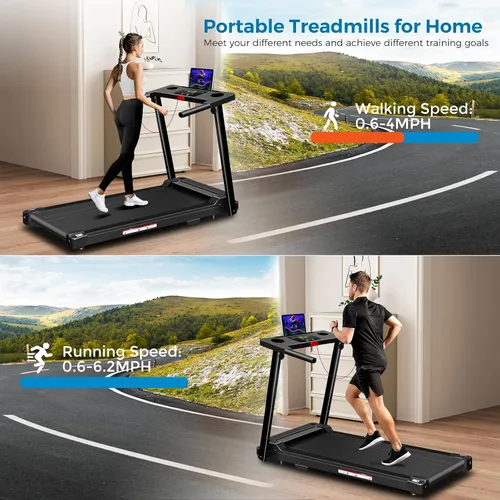 Vista 2 de Aiteid Treadmill with Handles, Small Treadmills for Home, Portable Electric Treadmills for Home 300 lbs Capacity,Walking Pad Treadmill,Lightweight