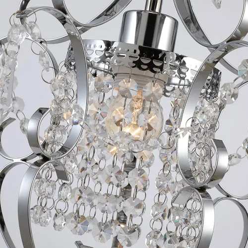 Vista 6 de Candelabro enchufable mini lámpara cromada 1 lámpara elegante lámpara de techo de hierro de cristal para dormitorio, baño, comedor, sala de estar