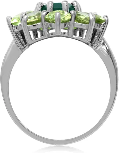 Vista 3 de Silvershake Anillo de plata de ley 925 chapado en oro blanco con piedras preciosas auténticas para mujer