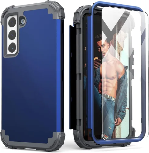 Vista 12 de IDweel Funda para Galaxy S22 con protector de pantalla de vidrio templado, híbrida 3 en 1 a prueba de golpes, resistente, cubierta de policarbonato