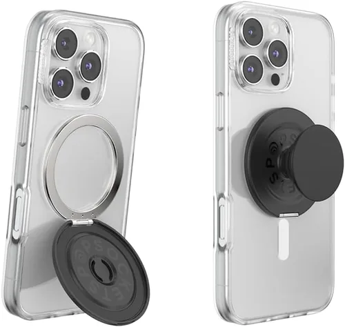 Vista 11 de Agarre para teléfono PopSockets con soporte expansible, agarre adhesivo - aluminio negro