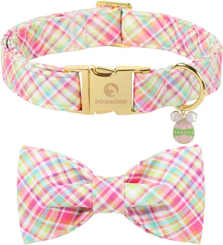 Vista 52 de DOGWONG Collar de otoño para perro con lazo, collar de moño para perro de Acción de Gracias, collar ajustable de algodón de otoño con hoja de arce