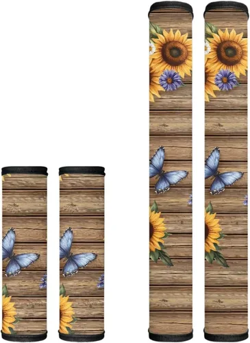 Vista 15 de Juego de 4 fundas protectoras de repuesto para manija de puerta de refrigerador con temática de té de la tarde para microondas, horno, refrigerador