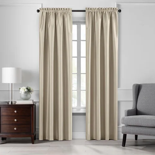Vista 8 de Elrene Home Fashions Colette - Cortina opaca de seda sintética para ventana, 52 x 84 pulgadas (1 panel), color gris pardo
