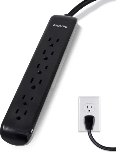 Vista 2 de Philips SPP6270BC/37 Protector de sobretensiones de 6 tomas, montaje en pared y protector de sobretensiones de 7 tomas, 2 puertos USB, cable
