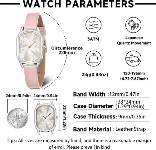 Vista 3 de Asan Ge Reloj de correa de cuero para mujer, elegante y elegante reloj cuadrado para mujer, reloj impermeable para mujer con diseño clásico