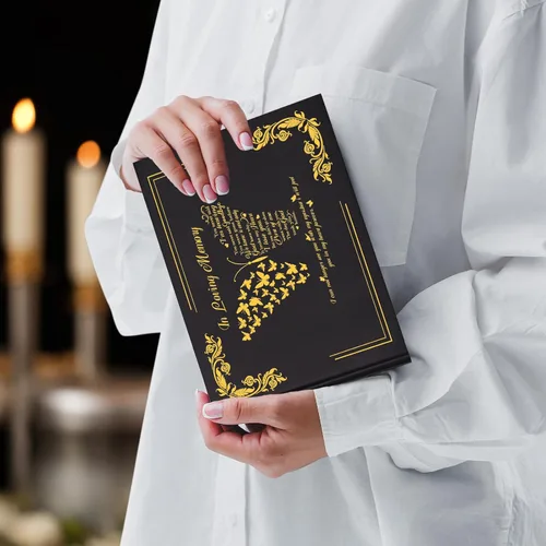 Vista 9 de SOITIS Libro de invitados funeral para servicio conmemorativo Celebración de la vida, libro de memoria con decoración, tapa dura, recuerdos