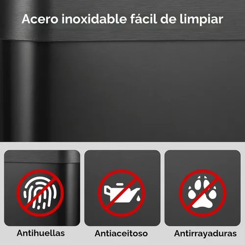 Vista 5 de Arlopu Cubo de basura automático, cubo de basura de acero inoxidable con sensor de movimiento, cubo de basura inteligente sin contacto, con tapa