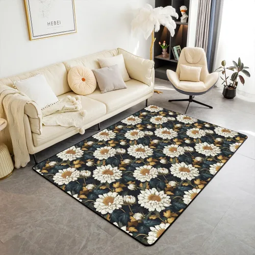 Vista 7 de jejeloiu Groovy Flower Area Rug 3x5 Retro Floral Boho Living Room Rugs for Bedroom 70S Hippie Groovy Flowers Bohemian Decor Carpet Psychedelic Beige