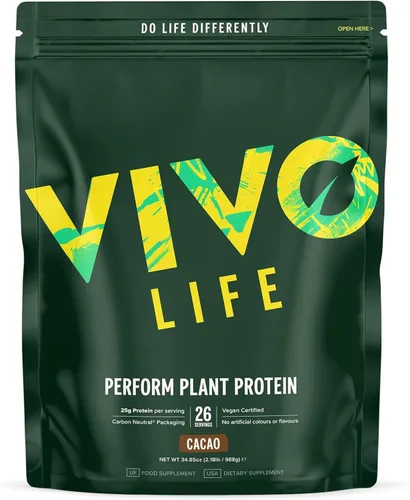 Vista 8 de Vivo life Perform Plant Protein en polvo, 0.88 oz de proteína con 0.21 oz