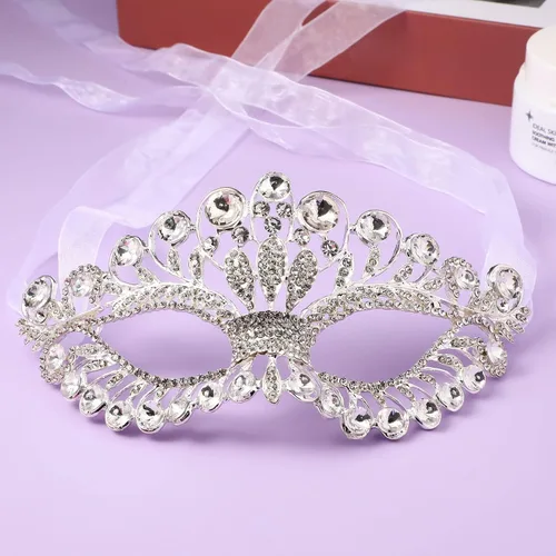 Vista 7 de Toyvian Máscara de disfraz con diamantes de imitación brillantes, máscara de baile de graduación, máscara veneciana de Mardi Gras para mujeres