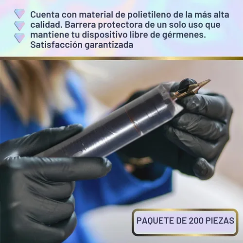 Vista 5 de BRAWNA Paquete de 200 cubiertas inalámbricas para máquinas de bolígrafos PMU - Suministros de PMU - Color - Transparente..