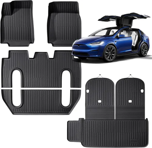 Vista 23 de TAPTES Alfombrillas de Piso para Tesla Model S 2019, 2018, 2017, 2016, 2015, Premium Para Todo Clima Antideslizantes Impermeables Forros de Piso