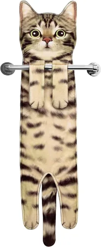Vista 21 de Divertidas toallas de mano para decoración de baño y cocina, bonita toalla de mano colgante de gato, accesorios de cocina, ideas únicas de regalo