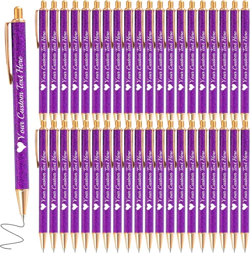 Vista 59 de Hasta 100 bolígrafos personalizados a granel con nombre, bolígrafo con purpurina personalizable, logotipo de negocios, mensaje de texto, regalo