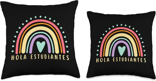Vista 3 de Hola Estudiantes Cute Spanish Teacher Maestra De Español - Almohada (16 x 16 pulgadas), multicolor