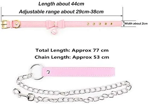 Vista 2 de LEWECEEO Gargantilla de collar para mujer con campana, lindo lazo y gato, collar de gatito, Cuero, no conocido