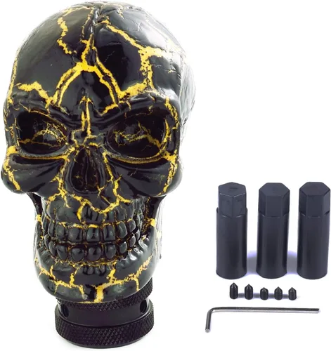 Vista 6 de Pomo de palanca de cambios manual de cabeza de calavera pequeña Negro