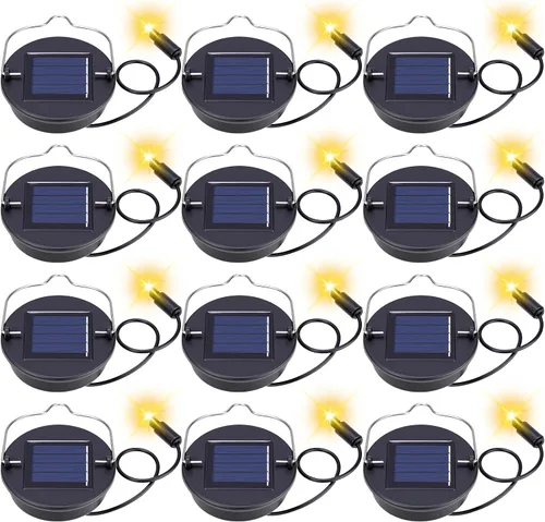 Vista 10 de Kingdder Paquete de 6 piezas de repuesto de luz solar, tapa de repuesto de linterna solar de 3 pulgadas con batería recargable de 600 mAh, piezas