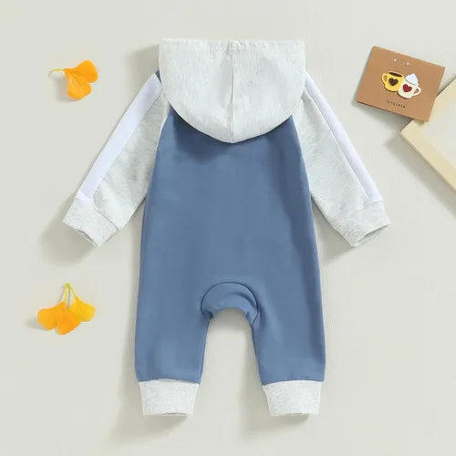 Vista 7 de Traje de bebé recién nacido, ropa de otoño e invierno, sudadera con capucha, enterizo para sudar, mameluco