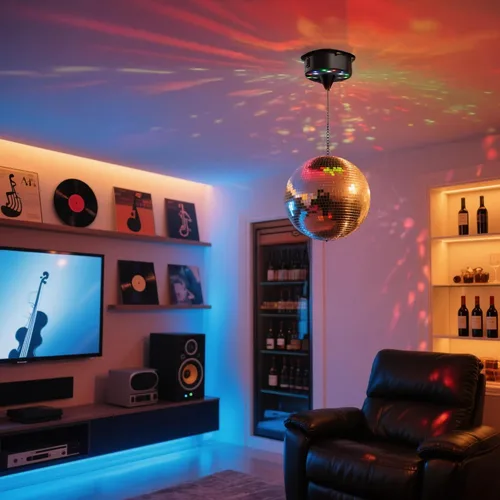 Vista 7 de Yescom Bola de discoteca grande de 12 "con motor giratorio 6RPM 18 RGBW