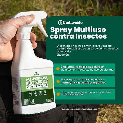 Vista 4 de Cedarcide Spray Multiusos para Insectos Mata y Controla Mosquitos, Pulgas, Garrapatas, Hormigas Hecho con Aceites Esenciales Naturales Usar