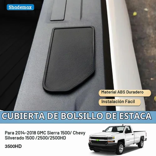 Vista 2 de Shademax Ajuste personalizado para cubiertas de bolsillo de estaca 2014-2018 GMC Sierra 1500 Chevy Silverado 1500/2500/2500HD/3500 Funda para cama