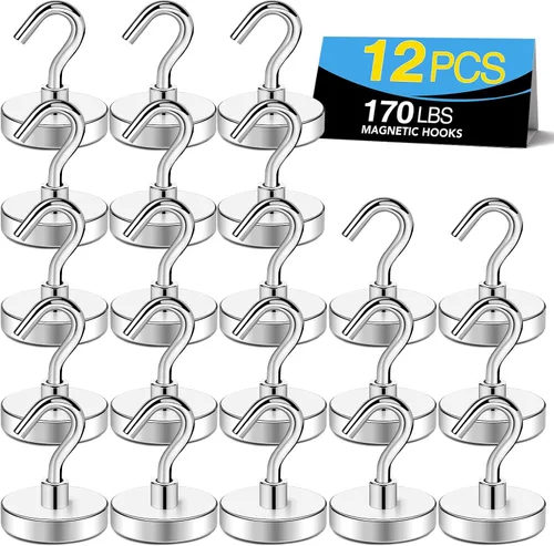 Vista 8 de TRYMAG Ganchos magnéticos para cabinas de cruceros, 30 libras +, paquete de Negro
