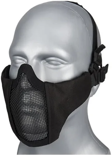 Vista 2 de Máscara de malla de acero negro de media cara Airsoft [plegable]