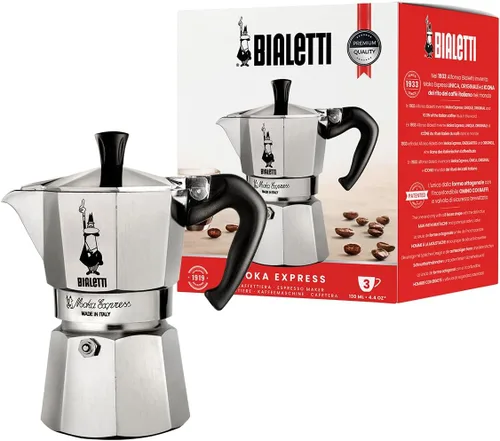 Vista 27 de Bialetti - Moka Express: Cafetera de espresso sobre estufa icónica, prepara auténtico café italiano, olla de moka 1 taza (2 Oz - 60 Ml), aluminio